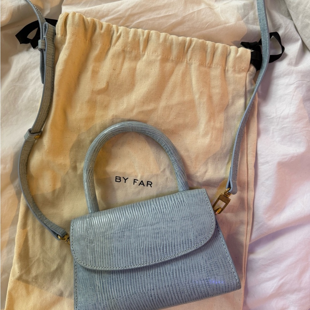 BY FAR Blue Mini Bag with Sleek Design
